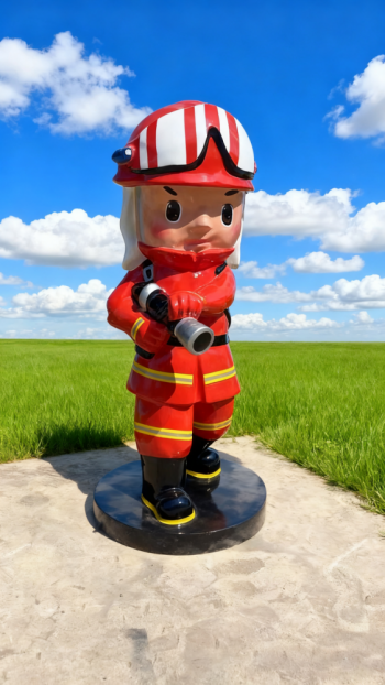 玻璃鋼卡通消防員雕塑 (17)