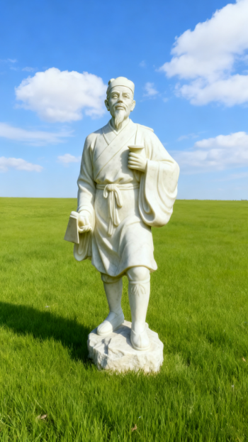 玻璃鋼仿漢白玉石頭李時珍雕塑 (4)