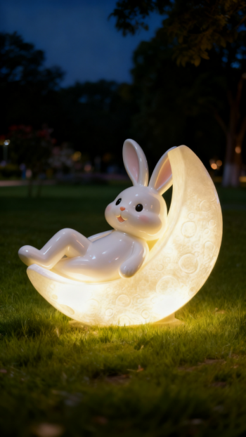 玻璃鋼發光月牙雕塑 (9)