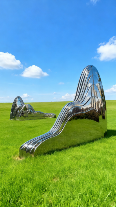 鏡面不銹鋼切面假山雕塑擺件