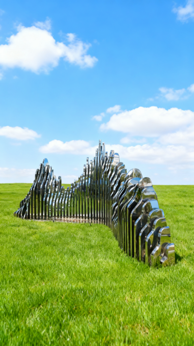 切片不銹鋼鏡面假山雕塑