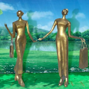 仿銅購物美女 玻璃鋼