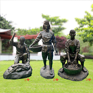 八路軍老鄉洗衣服 玻璃鋼仿銅軍民一家親