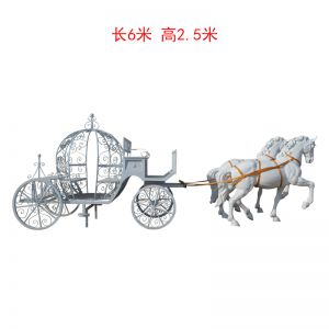 玻璃鋼鐵藝歐式白色馬拉車